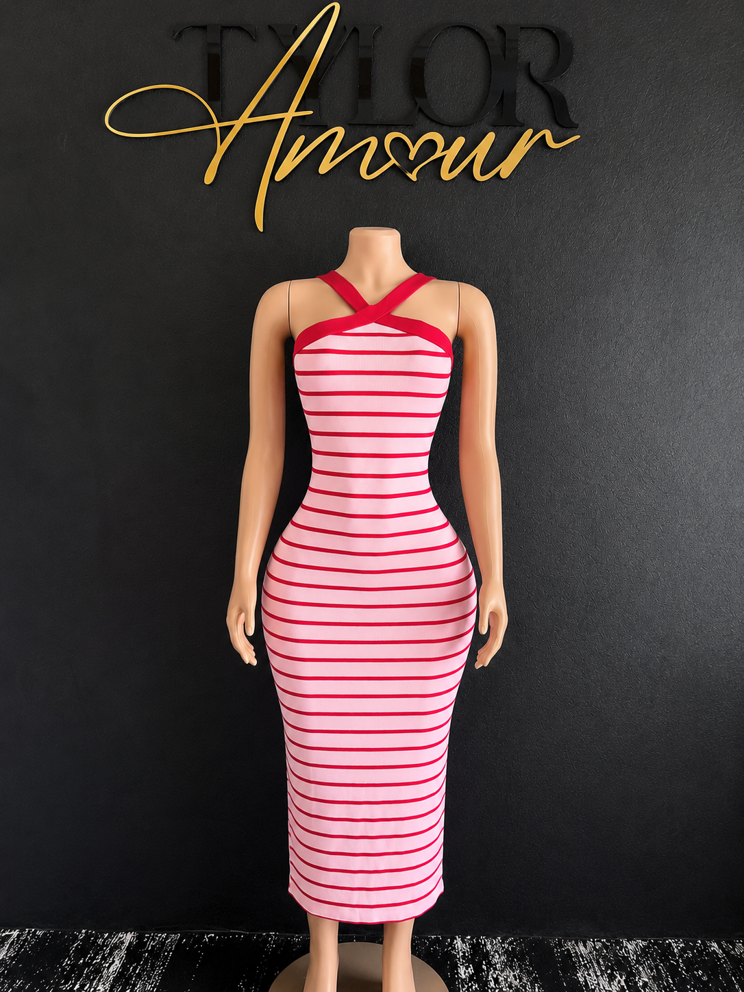 Striped & Sweet Dress - Pink